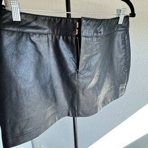 All Things Golden Black Vegan Faux Leather Mini Skirt